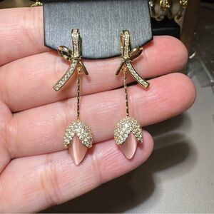 Elegant Gold and Pink Drop Earrings